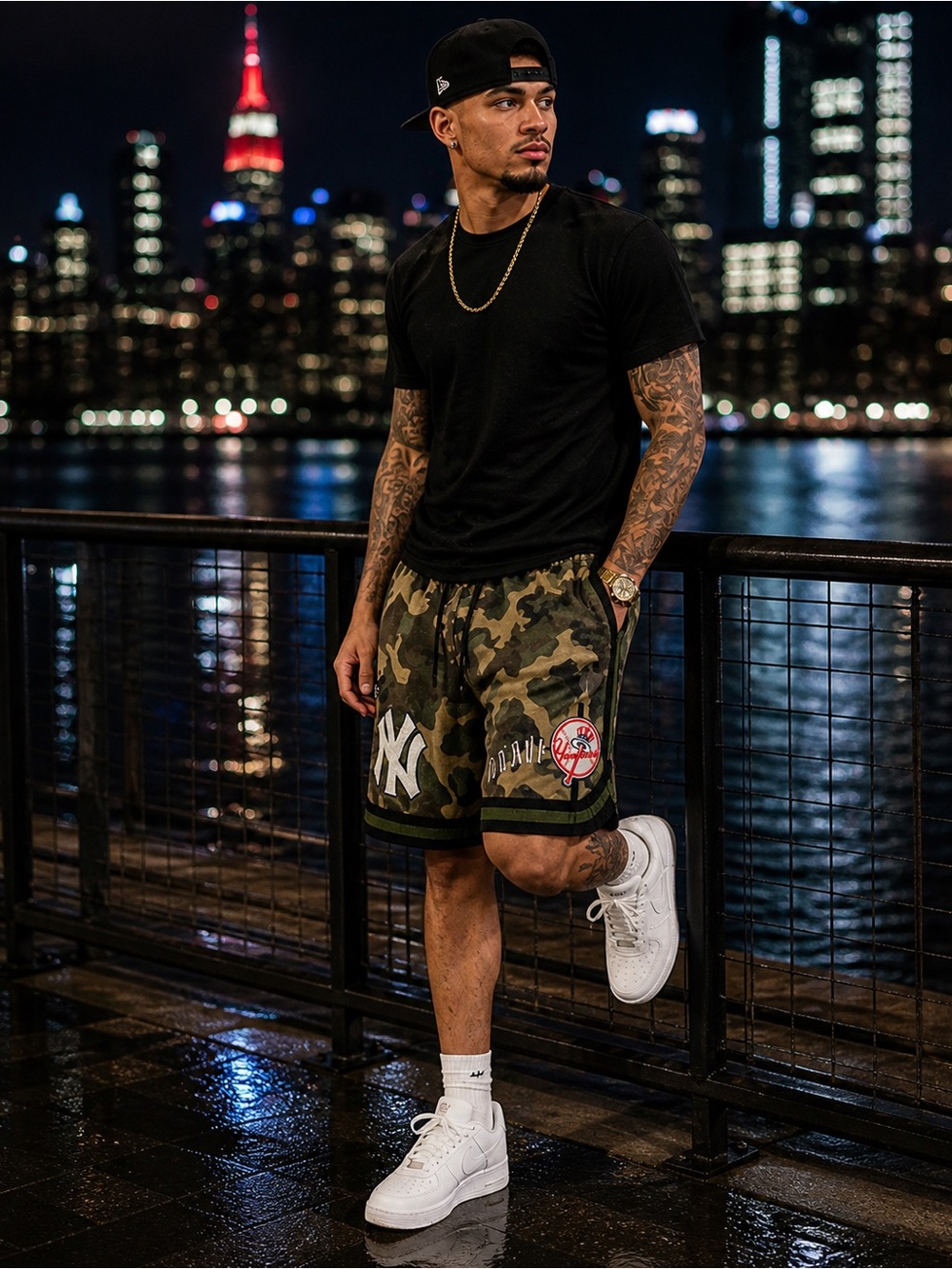 Pro Standard NY Yankees Camo Shorts 2XL Embroidered Logo Streetwear